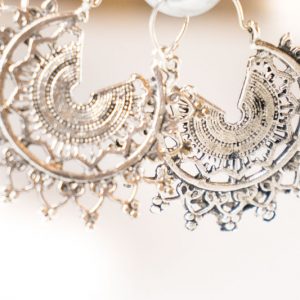 Nagy karika fülbevaló - pávamintás