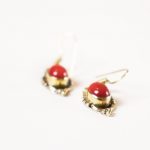 korall köves fülbevaló