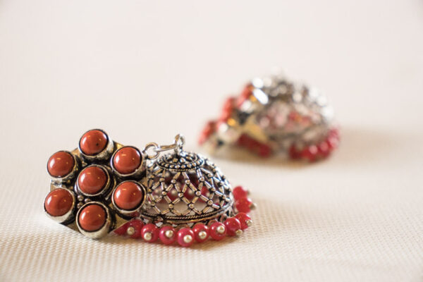 vörös korall és üveggyöngy